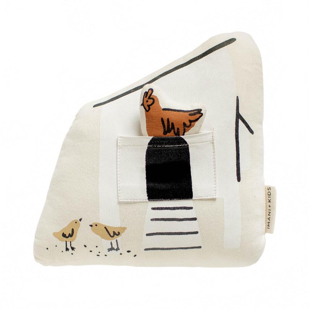 NEW IMANI COLLECTIVE interactive chicken coup pillow in beige